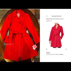 Kate Spade Brand NEW Red Belted Wrap Coat